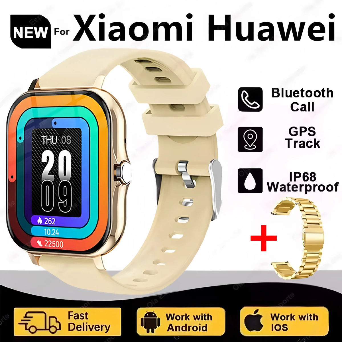 New Smartwatch Men Women 2.02 Amoled BT Call GPS Tracker NFC Sport Waterproof Heart Rate Smart Watch Fitness Tracker Ht30