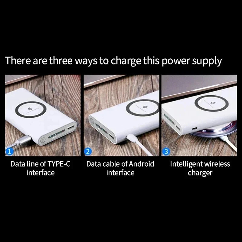 200000Mah Power Bank Two-Way Wireless Fast Charging Power Bank Portable Charger Type-C External Battery for Iphone