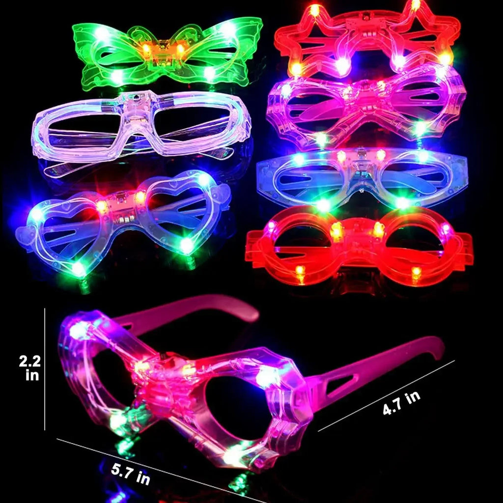 LED Party Glasses 6 Multicolor Lights Rave Gear for Clubs Music Festivals Flashing Eyewear Viral Tiktok Bar Accessory