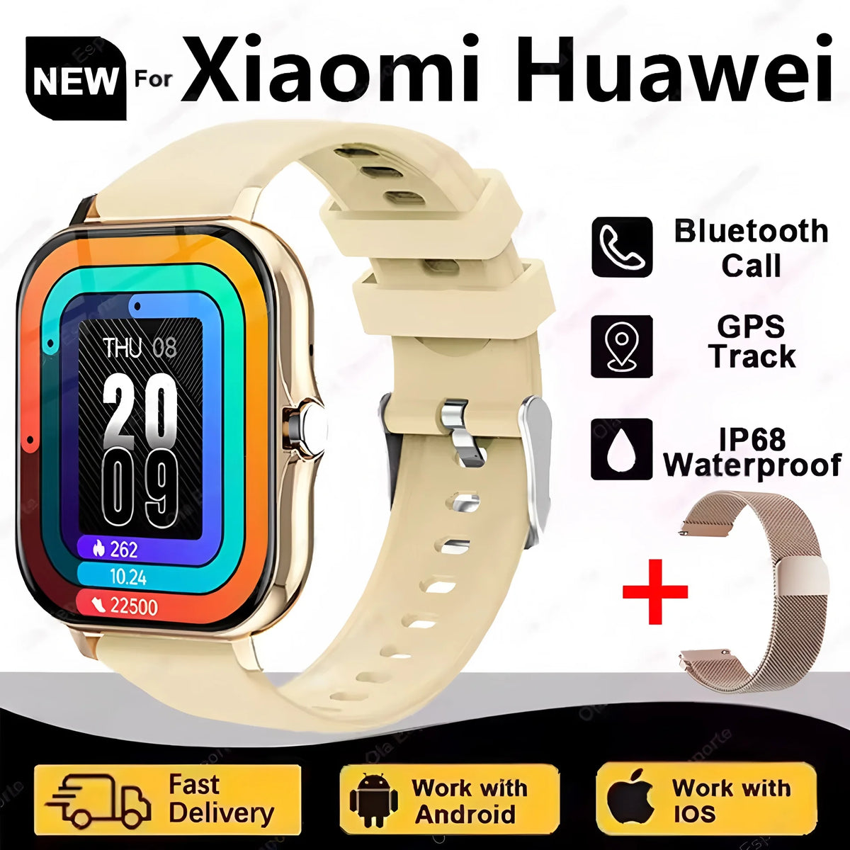 New Smartwatch Men Women 2.02 Amoled BT Call GPS Tracker NFC Sport Waterproof Heart Rate Smart Watch Fitness Tracker Ht30