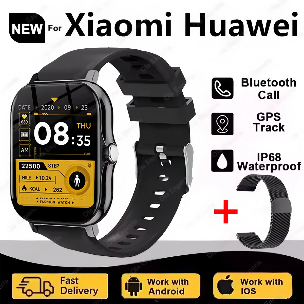 New Smartwatch Men Women 2.02 Amoled BT Call GPS Tracker NFC Sport Waterproof Heart Rate Smart Watch Fitness Tracker Ht30