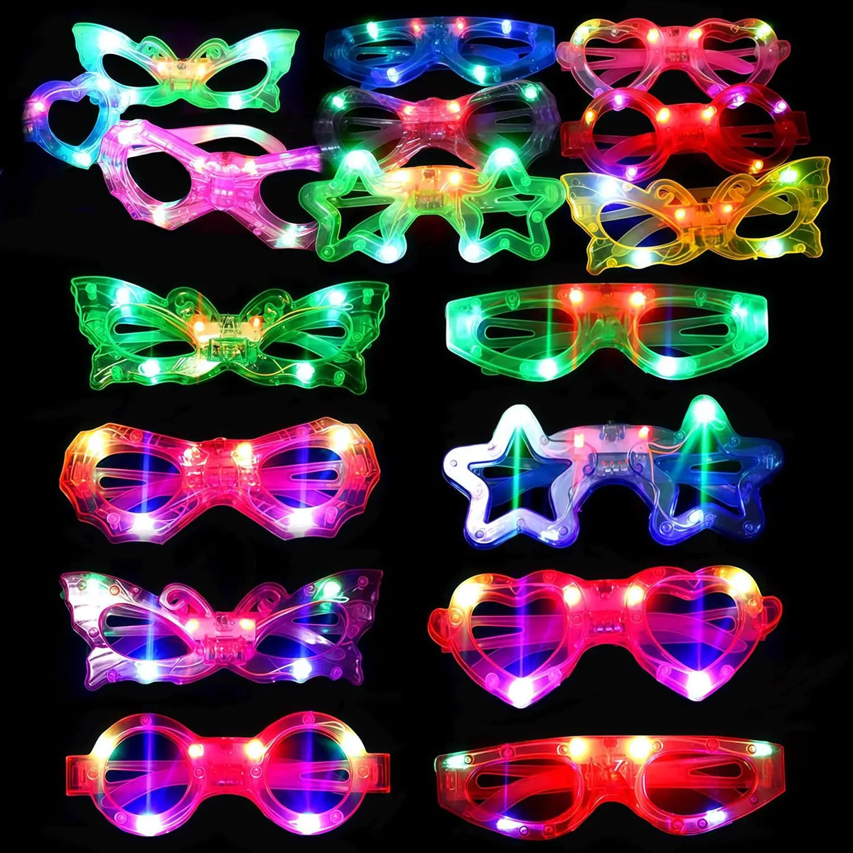 LED Party Glasses 6 Multicolor Lights Rave Gear for Clubs Music Festivals Flashing Eyewear Viral Tiktok Bar Accessory