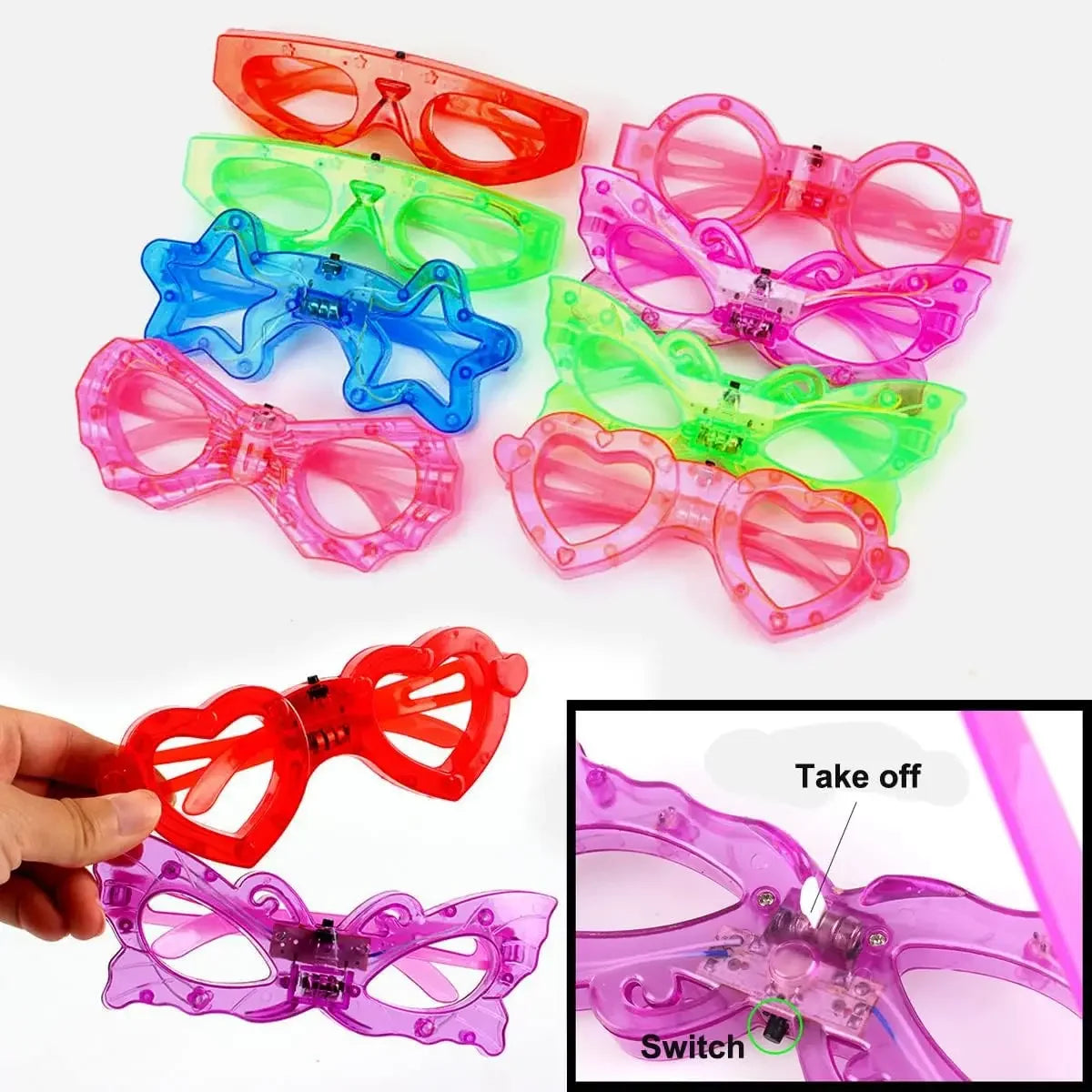LED Party Glasses 6 Multicolor Lights Rave Gear for Clubs Music Festivals Flashing Eyewear Viral Tiktok Bar Accessory