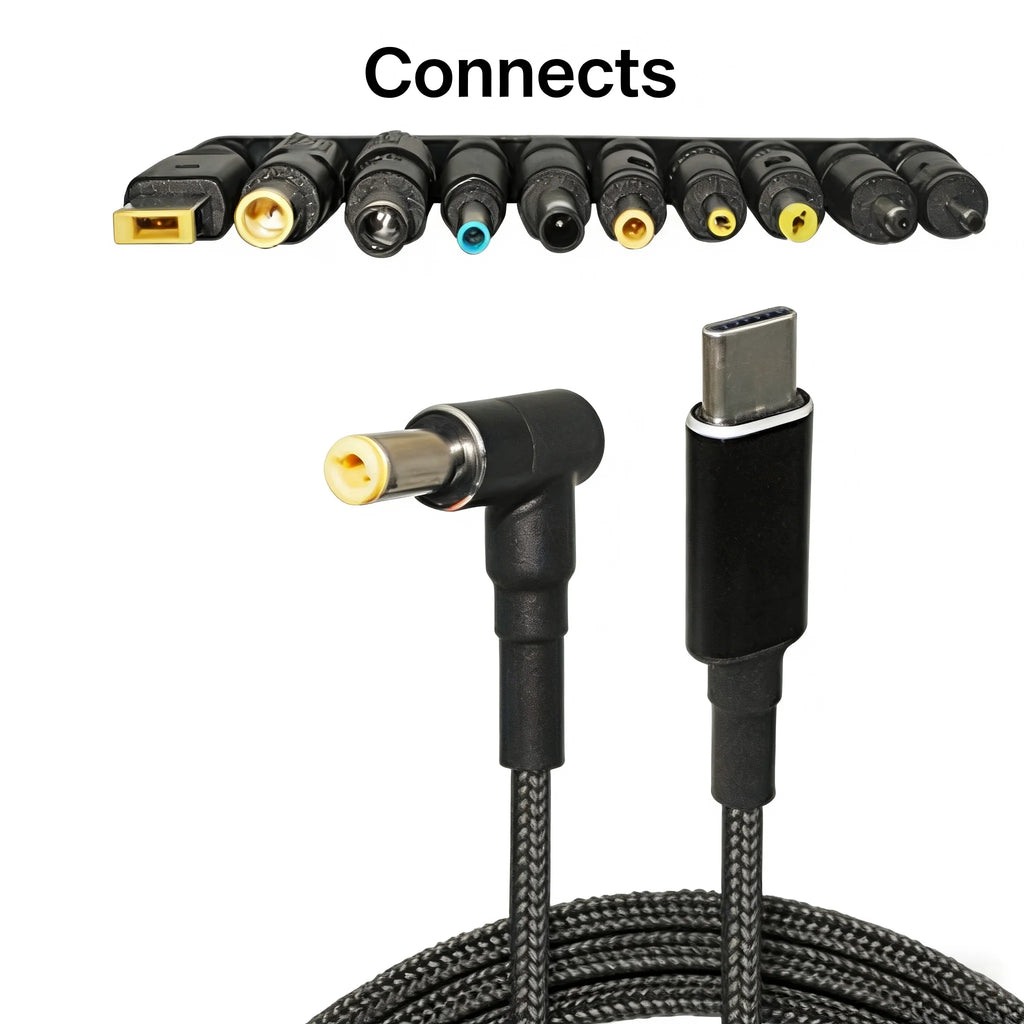 100W Type-C DC Power Adapter, USB-C Fast Charging Cable for Lenovo Asus HP Acer Laptop