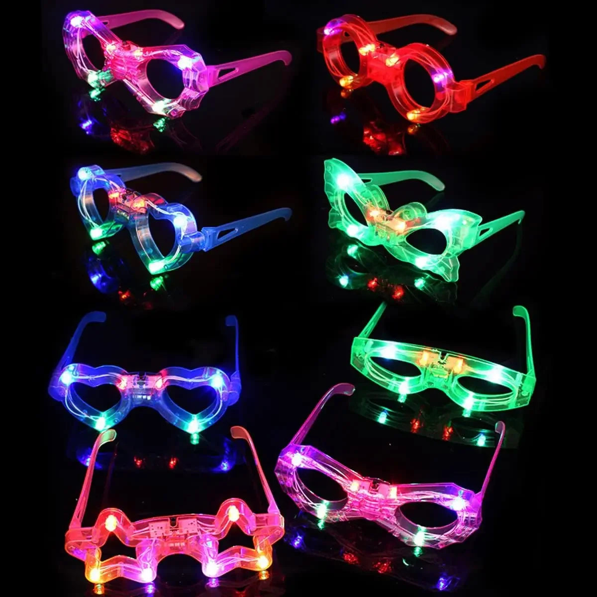 LED Party Glasses 6 Multicolor Lights Rave Gear for Clubs Music Festivals Flashing Eyewear Viral Tiktok Bar Accessory