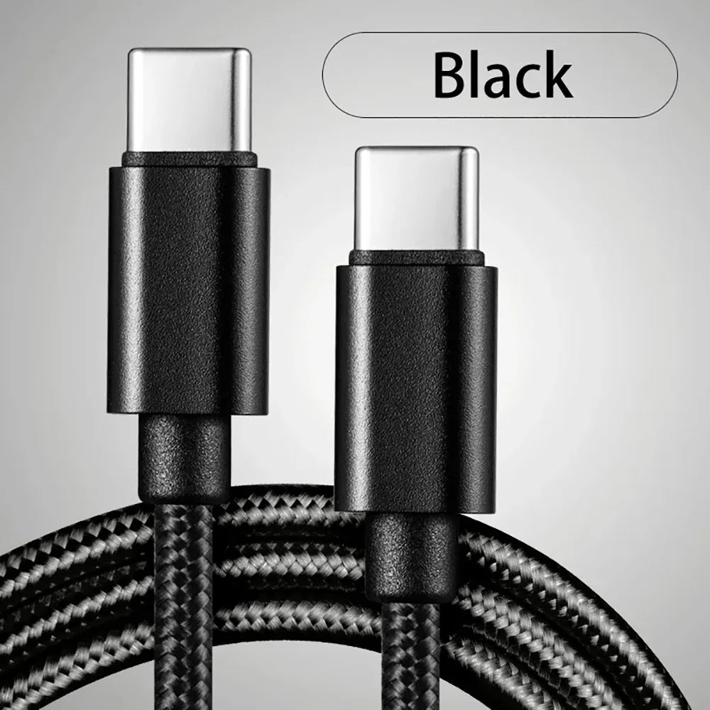66W 5A USB C To Type C Fast Charging Data Cable USB Type C to Type-C Nylon Braided Quick Charge Charger Adapter Cable 1m 2m 3m
