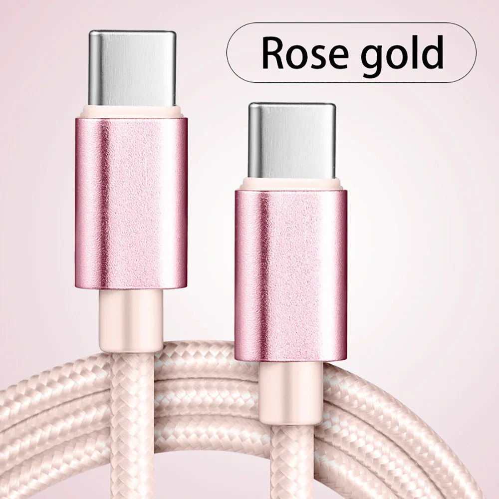 66W 5A USB C To Type C Fast Charging Data Cable USB Type C to Type-C Nylon Braided Quick Charge Charger Adapter Cable 1m 2m 3m