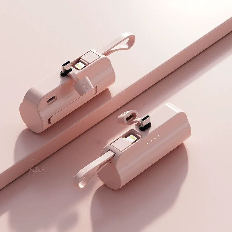 MINI Power Bank 5000mAh Type-C Port with USB Cable and Android Charging Port - Portable Power Bank for iPhone and Android