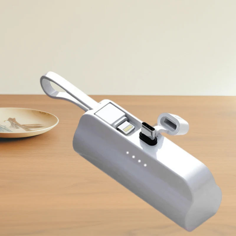 MINI Power Bank 5000mAh Type-C Port with USB Cable and Android Charging Port - Portable Power Bank for iPhone and Android