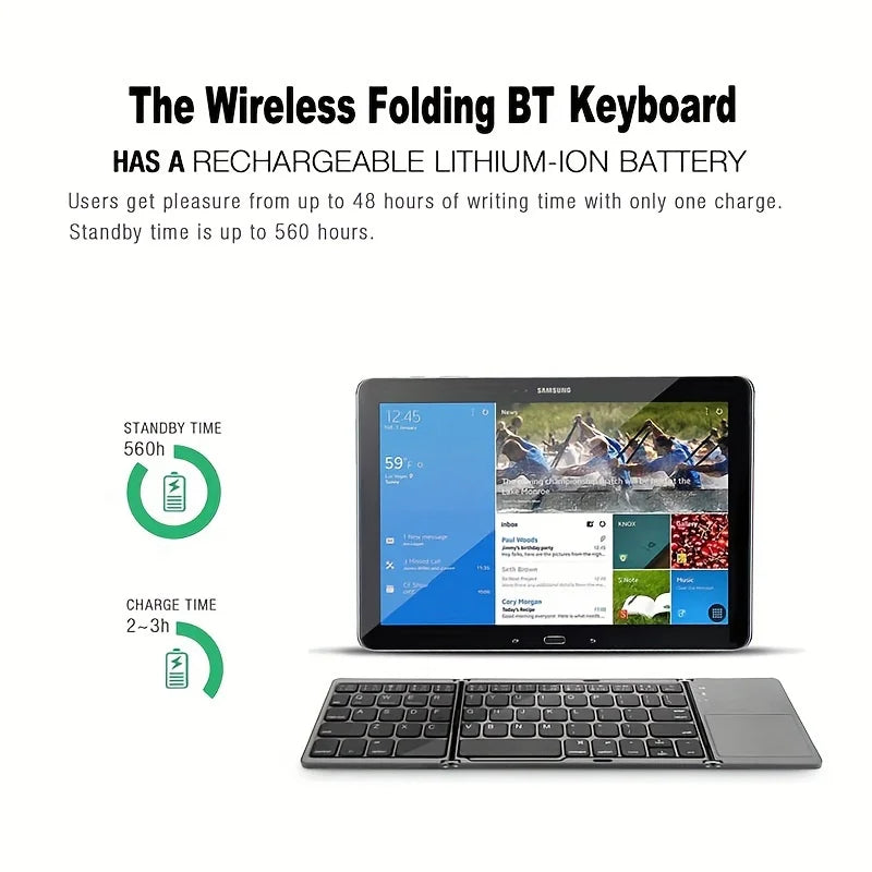 MRSVI Foldable Bluetooth Keyboard With Touchpad Mini Wireless Keyboard Rechargable for IOS Android Windows Tablet Notebook