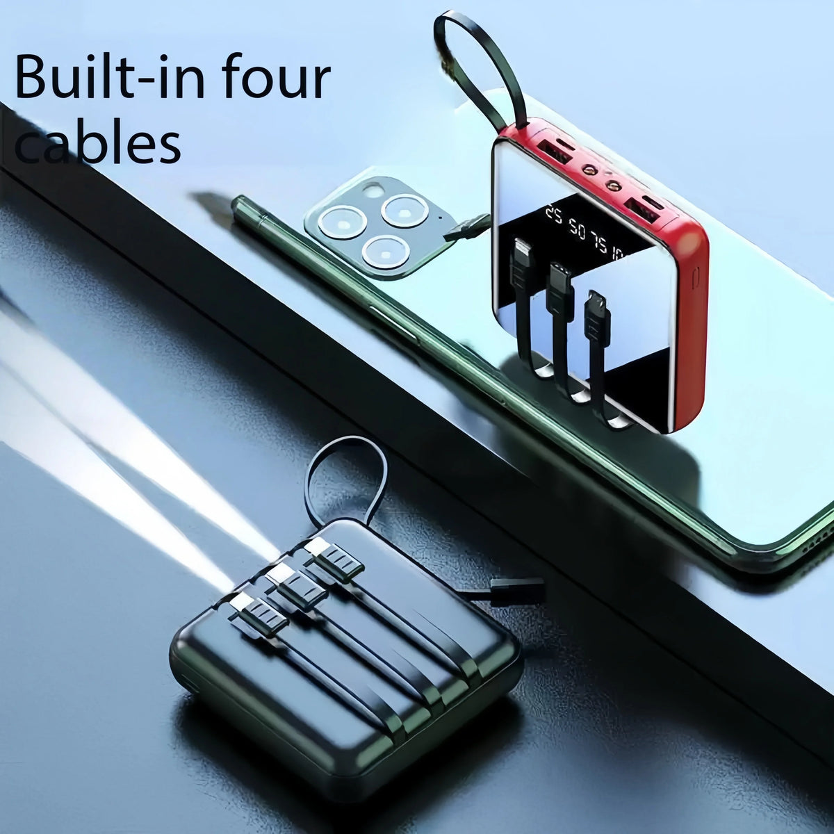 Mini 500000mAh 20000mAh Power Bank Portable Charger Mirror Screen LED Digital Powerbank External Battery for iPhone Huawei