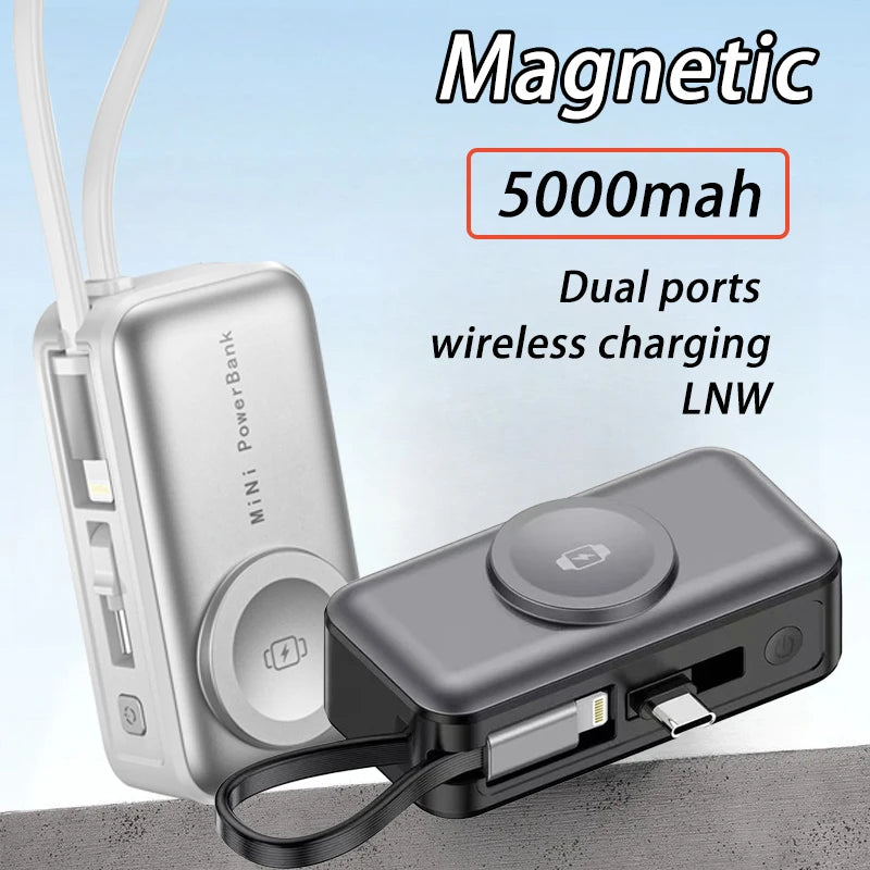Mini Magnetic Power Bank 5000mAh with Bracket Digital Display Portable External Battery for Iphone Xiaomi Watch Earphone Phone