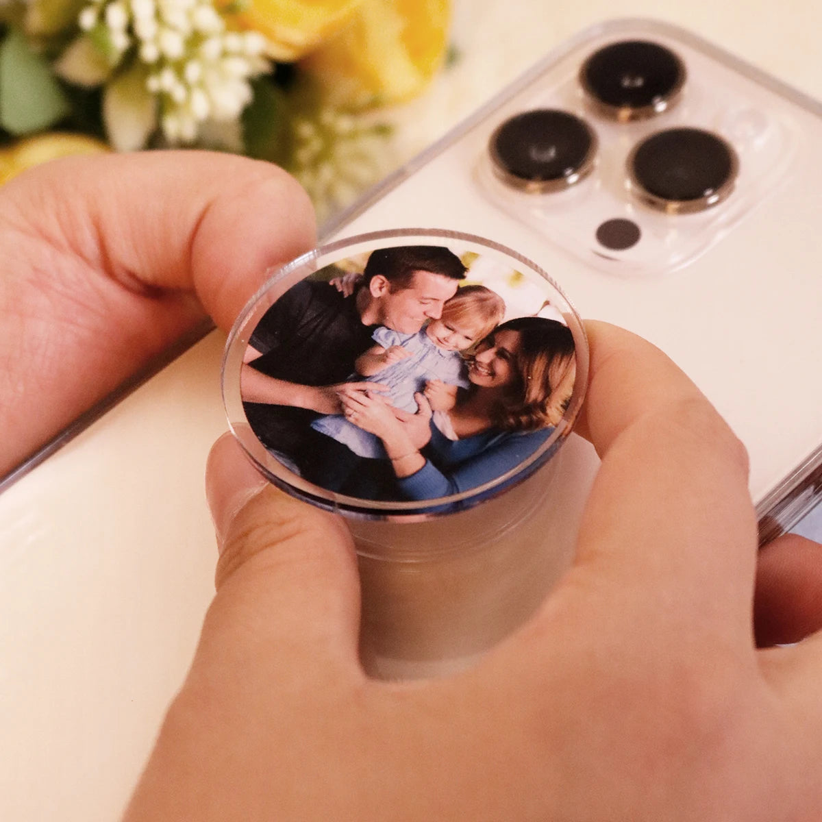 Custom Photo Phone Grip,Personalized Couple Photos Phone Stand,Customized Acrylic Phone Accessories,Customizable Picture
