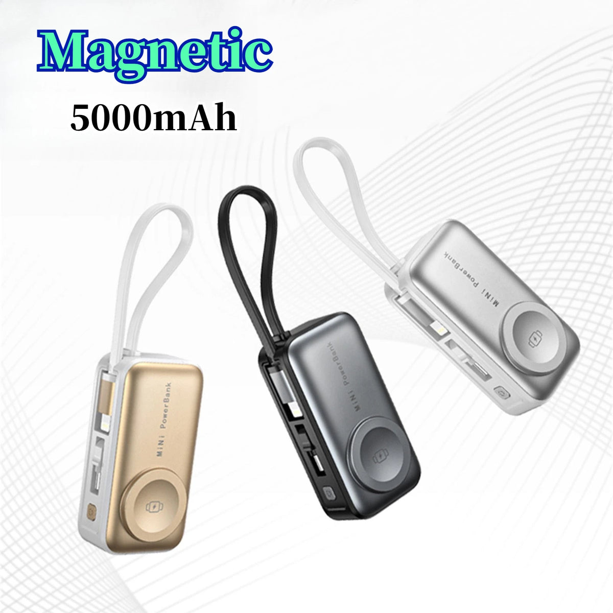 Mini Magnetic Power Bank 5000mAh with Bracket Digital Display Portable External Battery for Iphone Xiaomi Watch Earphone Phone