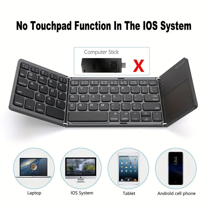 MRSVI Foldable Bluetooth Keyboard With Touchpad Mini Wireless Keyboard Rechargable for IOS Android Windows Tablet Notebook