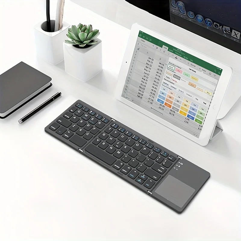 MRSVI Foldable Bluetooth Keyboard With Touchpad Mini Wireless Keyboard Rechargable for IOS Android Windows Tablet Notebook
