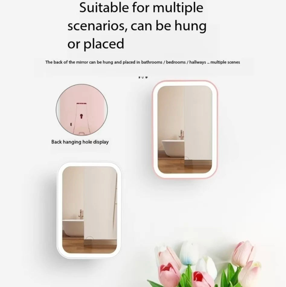 LED Touch Screen Makeup Mirror Folding Mirror Lighted Makeup Mirror 3 Colors Light Modes USB Rechargeable Cosmetic Mirror Tools