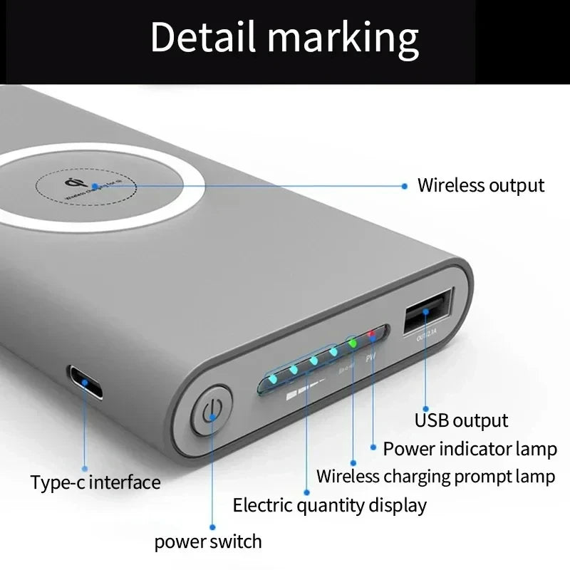 200000Mah Power Bank Two-Way Wireless Fast Charging Power Bank Portable Charger Type-C External Battery for Iphone