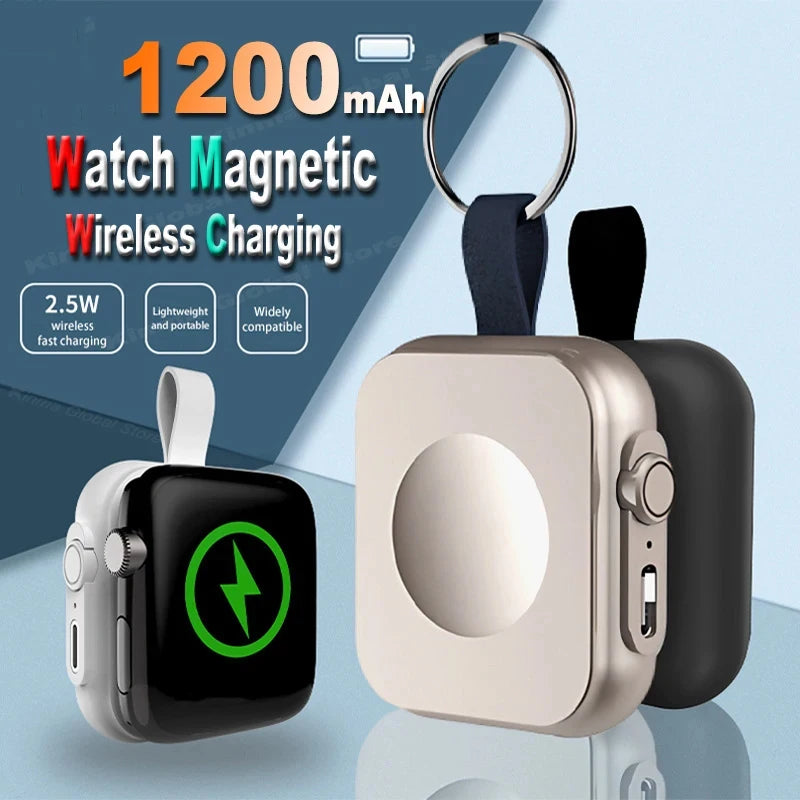 Mini Magnetic Wireless Power Bank 1200Mah for Apple Watch Series Type C L Cable Fast Charger Portable Mobile Power Bank 2026