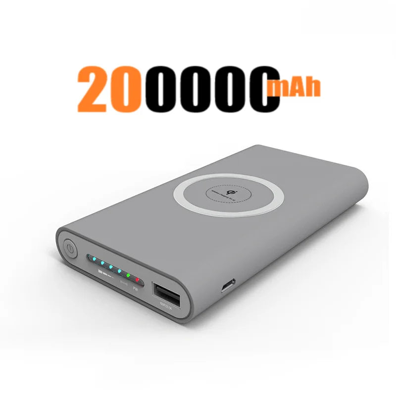 200000Mah Power Bank Two-Way Wireless Fast Charging Power Bank Portable Charger Type-C External Battery for Iphone
