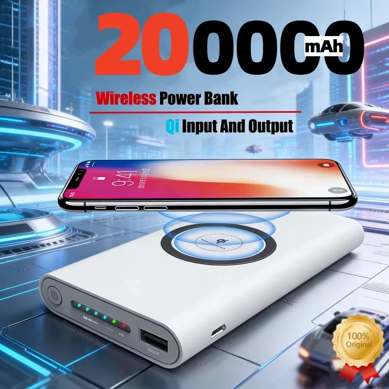 200000Mah Power Bank Two-Way Wireless Fast Charging Power Bank Portable Charger Type-C External Battery for Iphone