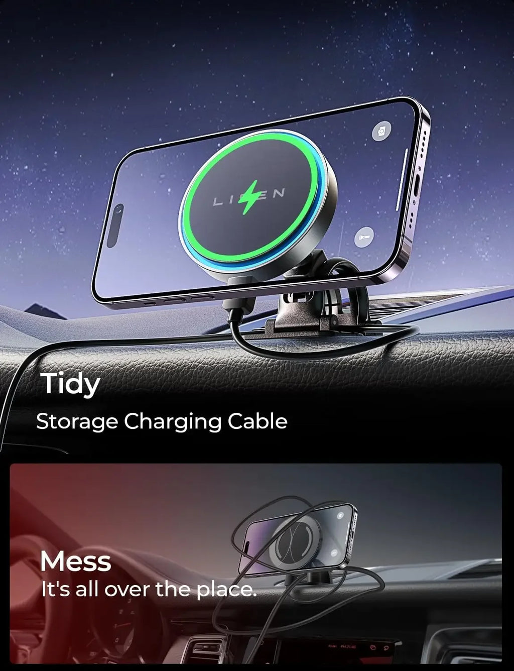 for Magsafe Car Mount Charger Dash,2 in 1 Wireless Charging for Iphone [Strong Magnet&15W] for Iphone
