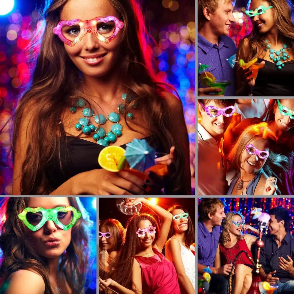 LED Party Glasses 6 Multicolor Lights Rave Gear for Clubs Music Festivals Flashing Eyewear Viral Tiktok Bar Accessory