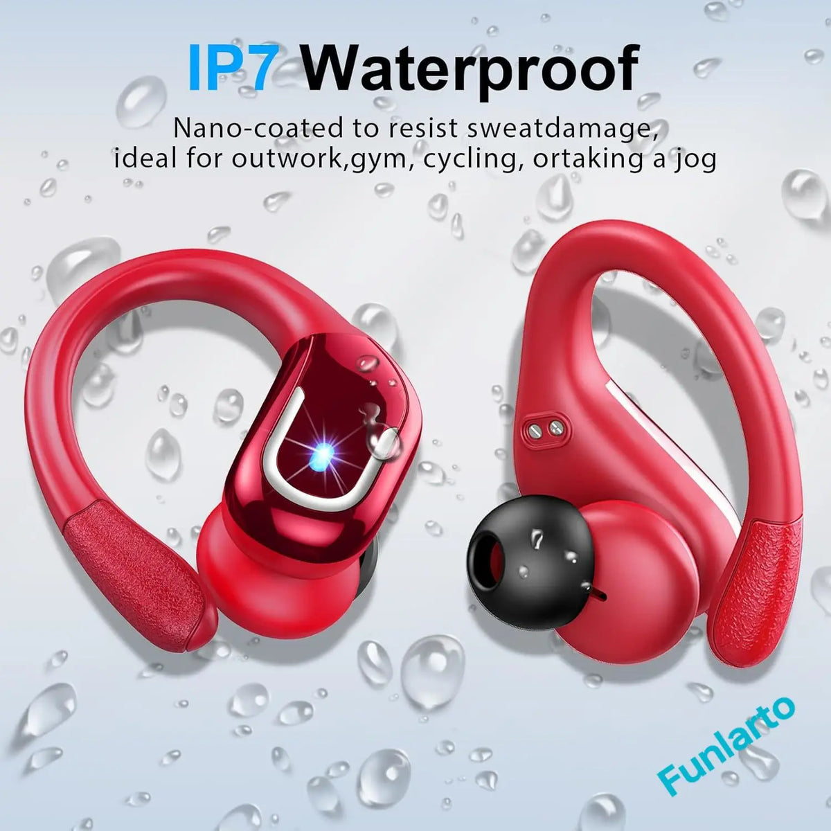 Wireless Earbuds Bluetooth 5.3 Headphones Sport,Bluetooth Earbuds with ENC Noise Canceling Mic,Wireless Headphones with Earhooks