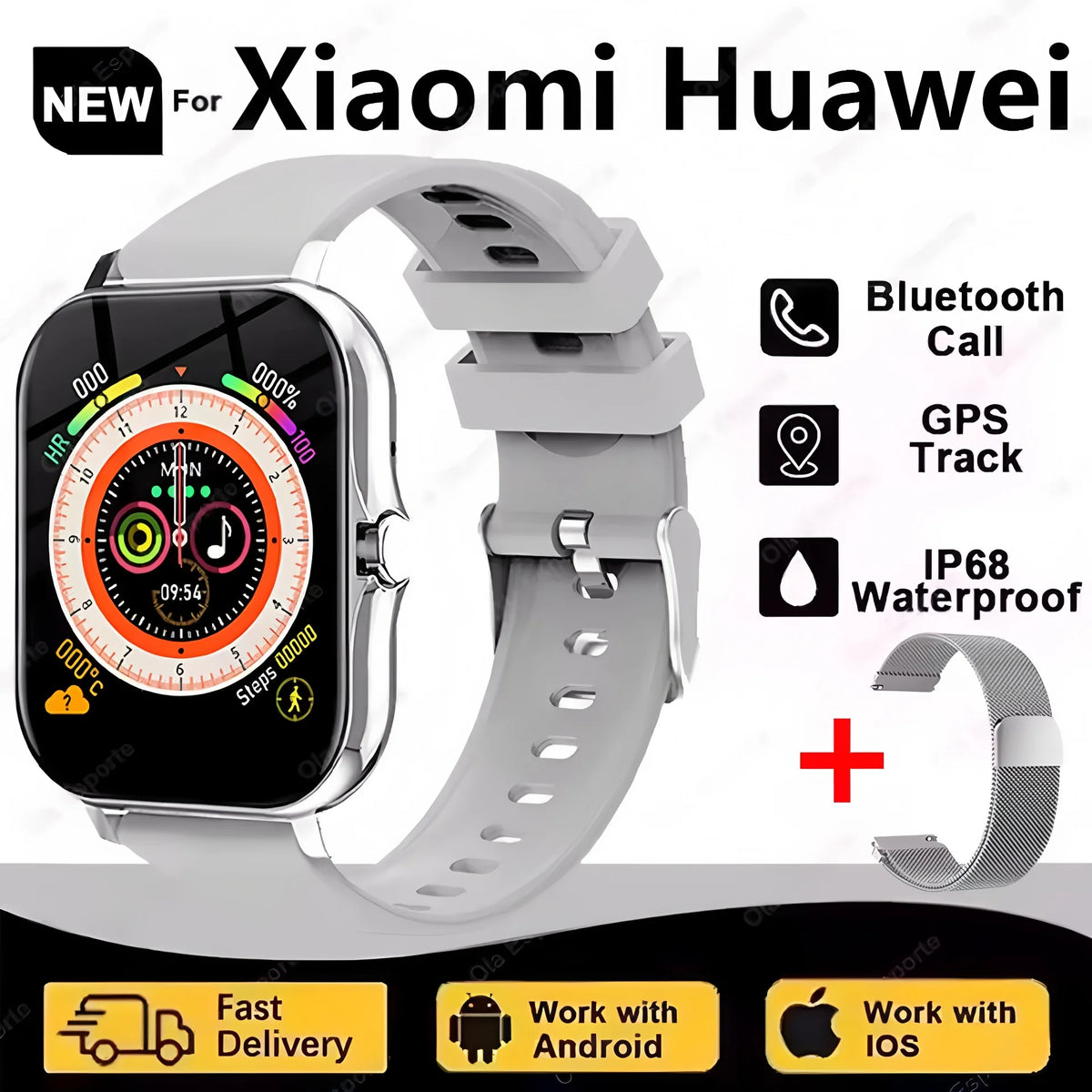 New Smartwatch Men Women 2.02 Amoled BT Call GPS Tracker NFC Sport Waterproof Heart Rate Smart Watch Fitness Tracker Ht30